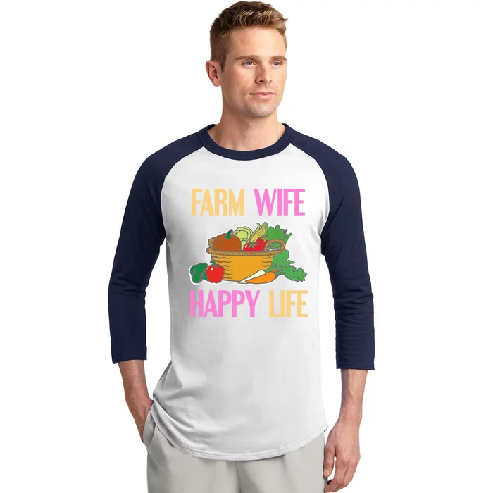 Farm Wife Happy Life Cool Awesome Retro Meaningful Gift Present Gift Cute Gift Baseball Sleeve Shirt