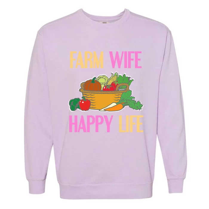 Farm Wife Happy Life Cool Awesome Retro Meaningful Gift Present Gift Cute Gift Garment-Dyed Sweatshirt