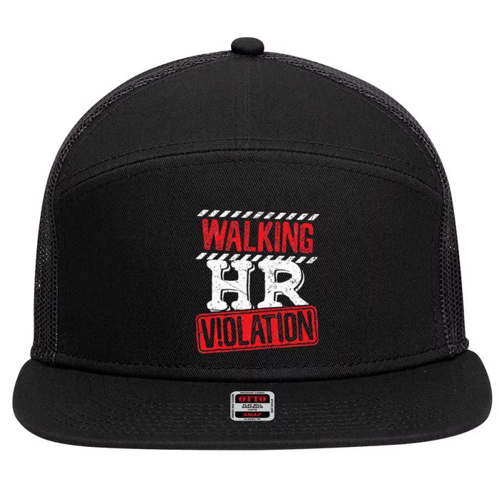 Funny Walking HR Violation Politically Incorrect 7 Panel Mesh Trucker Snapback Hat