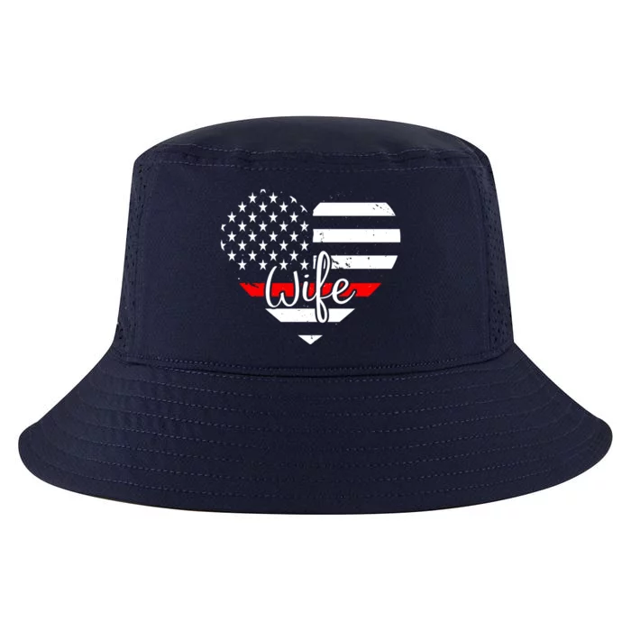 Firefighter Wife Heart Shape Us Flag Fire Fighter Spouse Gift Cool Comfort Performance Bucket Hat