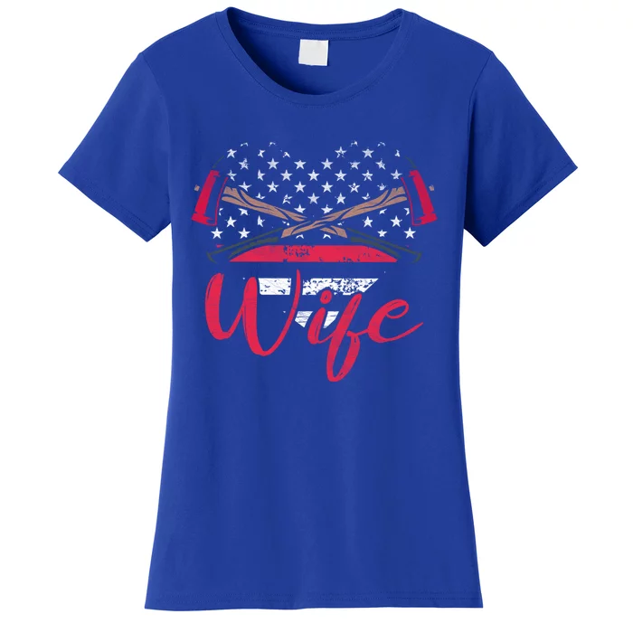 Firefighter Wife Heart Symbol Proud Fire Patriotic Spouse Gift Women's T-Shirt