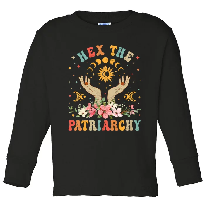 Feminist Witch Hex The Patriarchy Halloween Witch Vibes Toddler Long Sleeve Shirt