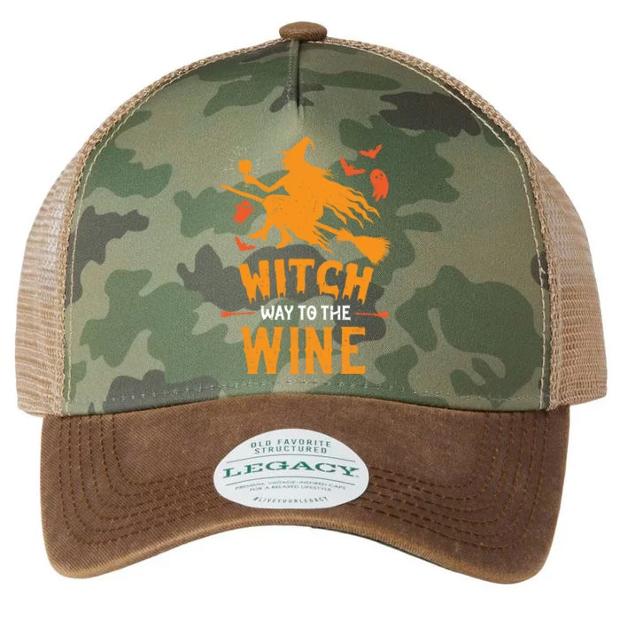 Funny Witch Halloween Costume. Witch Way To The Wine Legacy Tie Dye Trucker Hat