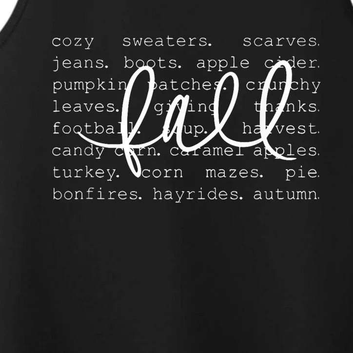 Fall Word Hello Fall Autumn Performance Tank