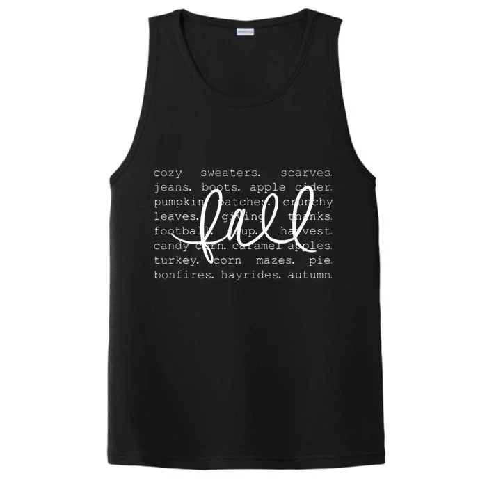 Fall Word Hello Fall Autumn Performance Tank