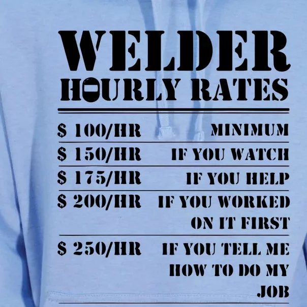 Funny Welder Hourly Rate For Welders Unisex Surf Hoodie