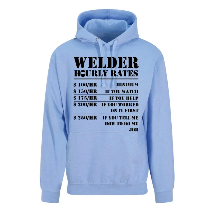 Funny Welder Hourly Rate For Welders Unisex Surf Hoodie