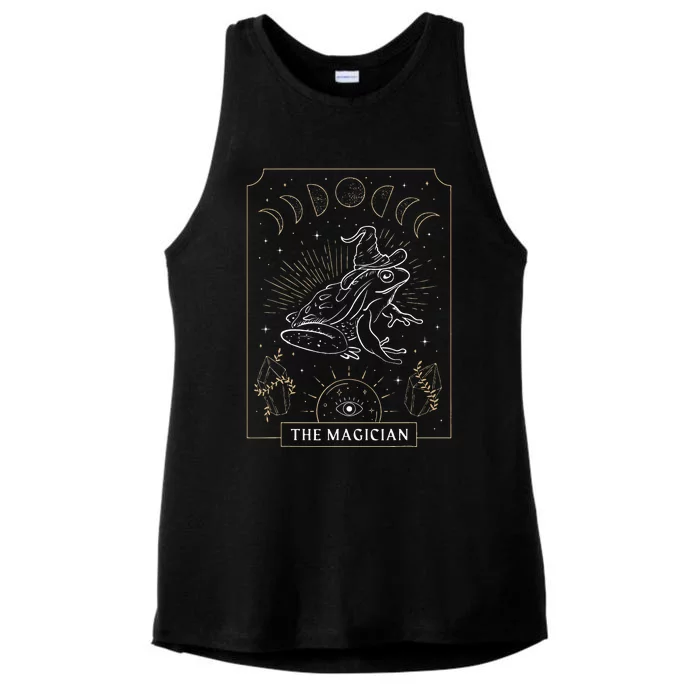 Frog Wizard Hat Moon Dark Academia Aesthetic Cottagecore Ladies Tri-Blend Wicking Tank