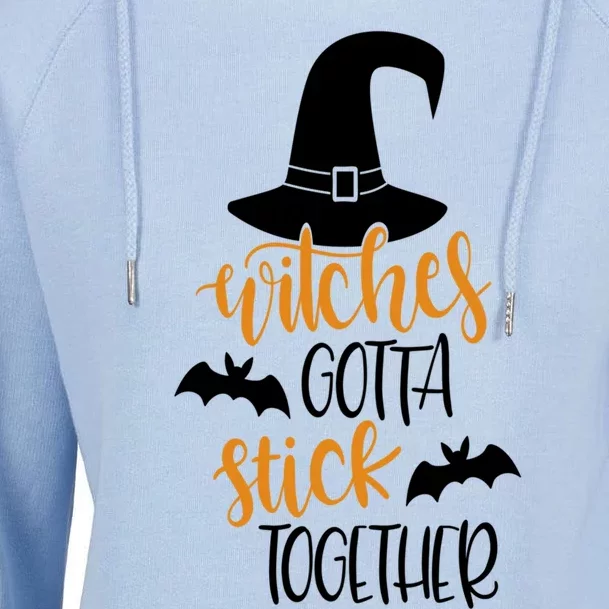 Funny Witch Halloween Witches Gotta Stick Together Feminism Great Gift Womens Funnel Neck Pullover Hood