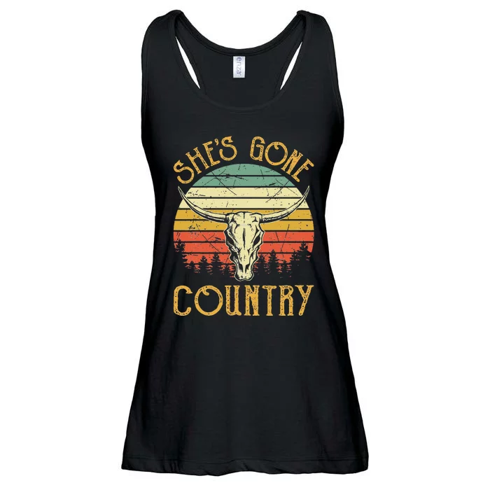 Funny Western Howdy Rodeo Cowhide She's Gone Country Music Ladies Essential Flowy Tank