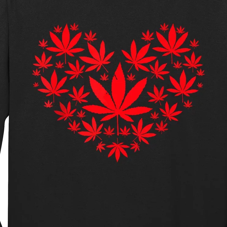 Funny Weed Heart Valentines Day Cannabis 420 Pot Stoner Long Sleeve Shirt