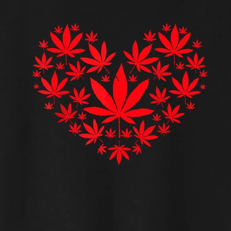 Funny Weed Heart Valentines Day Cannabis 420 Pot Stoner Women's Crop Top Tee