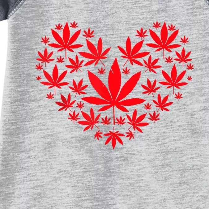 Funny Weed Heart Valentines Day Cannabis 420 Pot Stoner Infant Baby Jersey Bodysuit