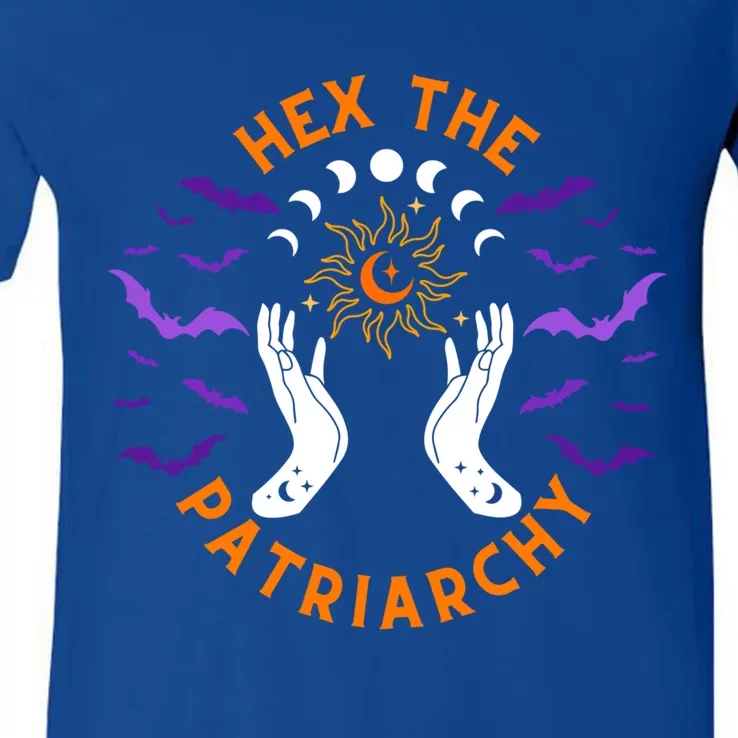 Feminist Witch Hex The Patriarchy Halloween Witch Vibes Great Gift V-Neck T-Shirt