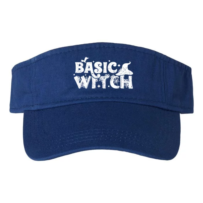 Funny Witch Hat Bat And Spiders Web Basic Witch Halloween Cute Gift Valucap Bio-Washed Visor