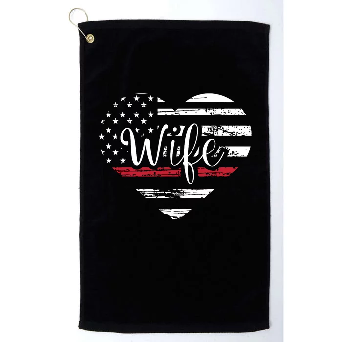 Firefighter Wife Heart Thin Red Line USA Flag Platinum Collection Golf Towel