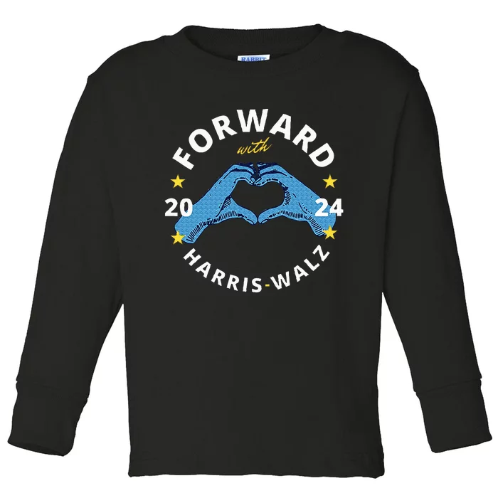 Forward With Harris Walz Toddler Long Sleeve Shirt