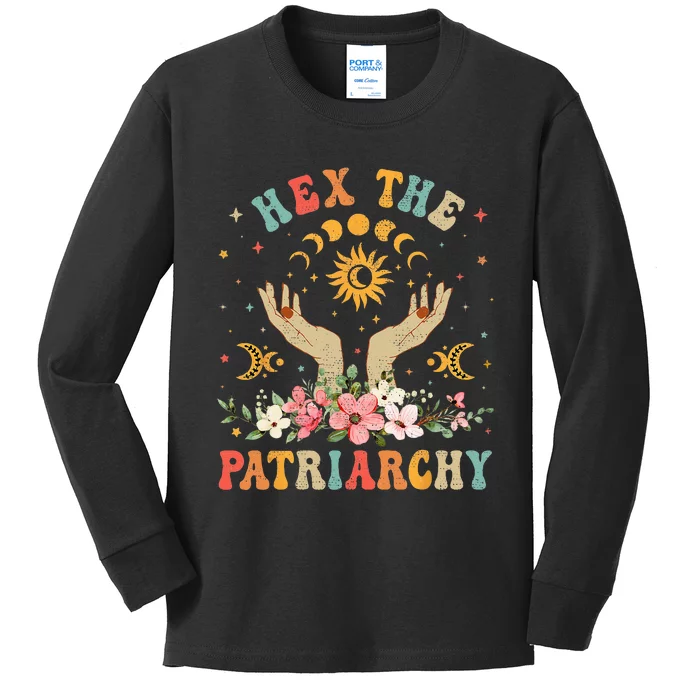 Feminist Witch Hex The Patriarchy Halloween Witch Vibes Kids Long Sleeve Shirt