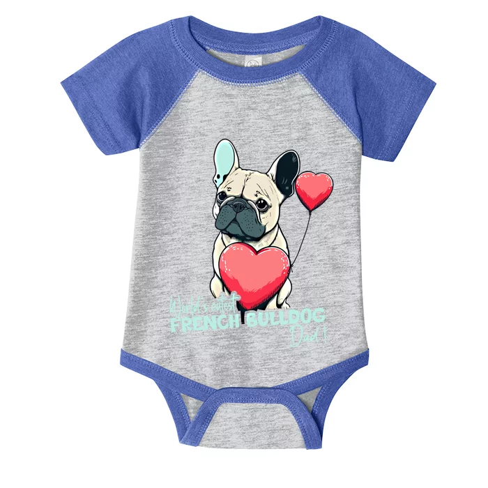 Frenchbulldog With Heartballoon Gift Worlds Coolest Dad Gift Infant Baby Jersey Bodysuit