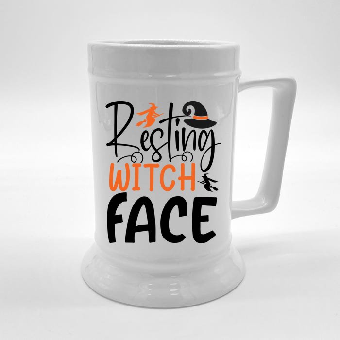 Funny Witches Halloween Party Costume Resting Witch Face Gift Front & Back Beer Stein