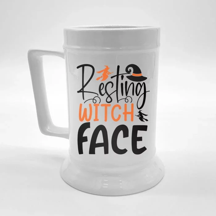 Funny Witches Halloween Party Costume Resting Witch Face Gift Front & Back Beer Stein