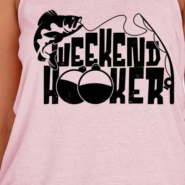 Funny Weekend Hooker Fishing Fan Women's Knotted Racerback Tank