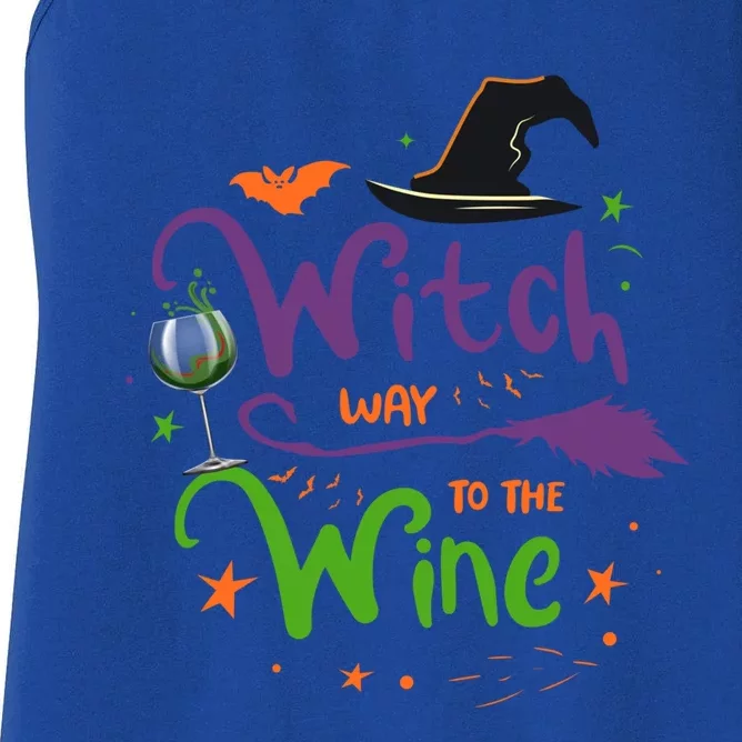 Funny Wine Ing Witches Witch Way To The Wine Halloween Gift Women's Racerback Tank