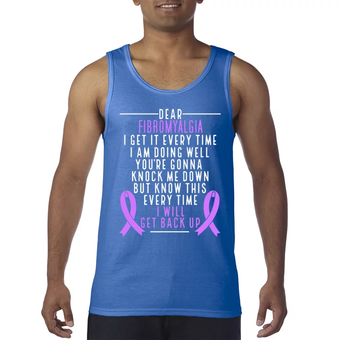 Fibro Warrior I Will Get Back Up Fibromyalgia Awareness Funny Gift Tank Top