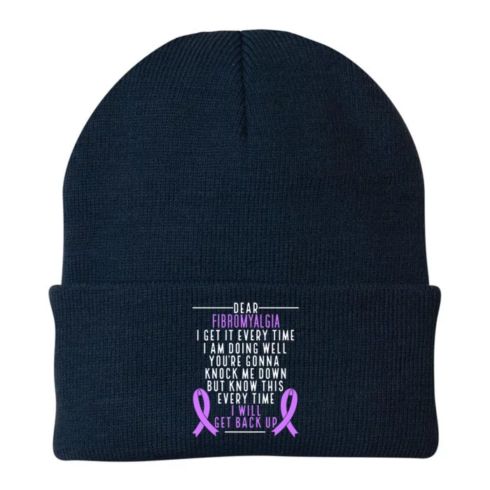 Fibro Warrior I Will Get Back Up Fibromyalgia Awareness Funny Gift Knit Cap Winter Beanie