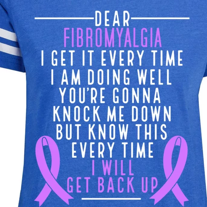 Fibro Warrior I Will Get Back Up Fibromyalgia Awareness Funny Gift Enza Ladies Jersey Football T-Shirt