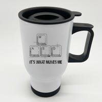 Funny Wasd Its What Moves Me Video Games Gamer Pc Gaming Stainless Steel Travel Mug