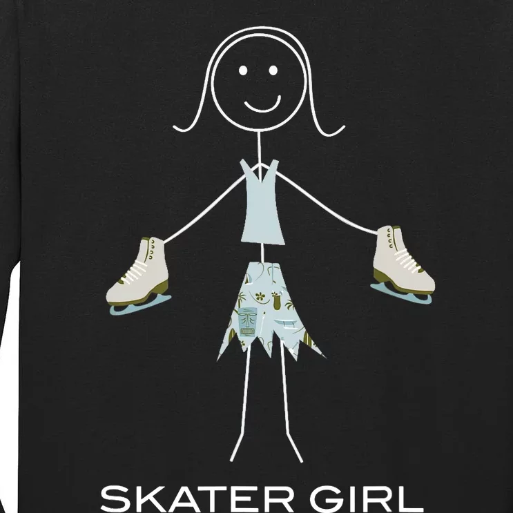 Funny Wo Ice Skating, Girl Figure Skater Tall Long Sleeve T-Shirt