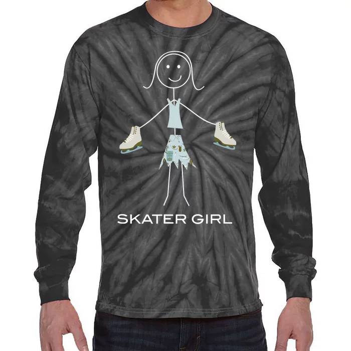 Funny Wo Ice Skating, Girl Figure Skater Tie-Dye Long Sleeve Shirt