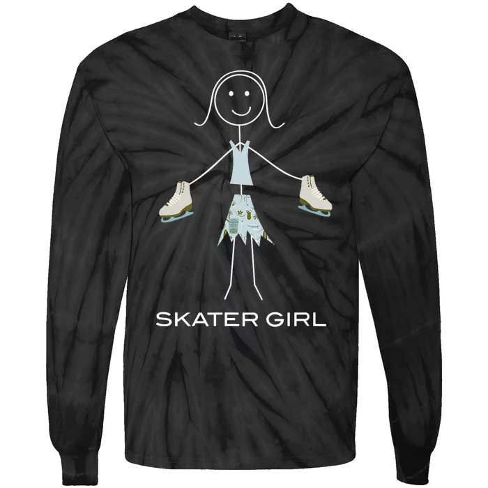 Funny Wo Ice Skating, Girl Figure Skater Tie-Dye Long Sleeve Shirt