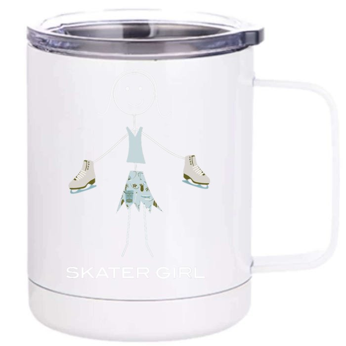 Funny Wo Ice Skating, Girl Figure Skater Front & Back 12oz Stainless Steel Tumbler Cup