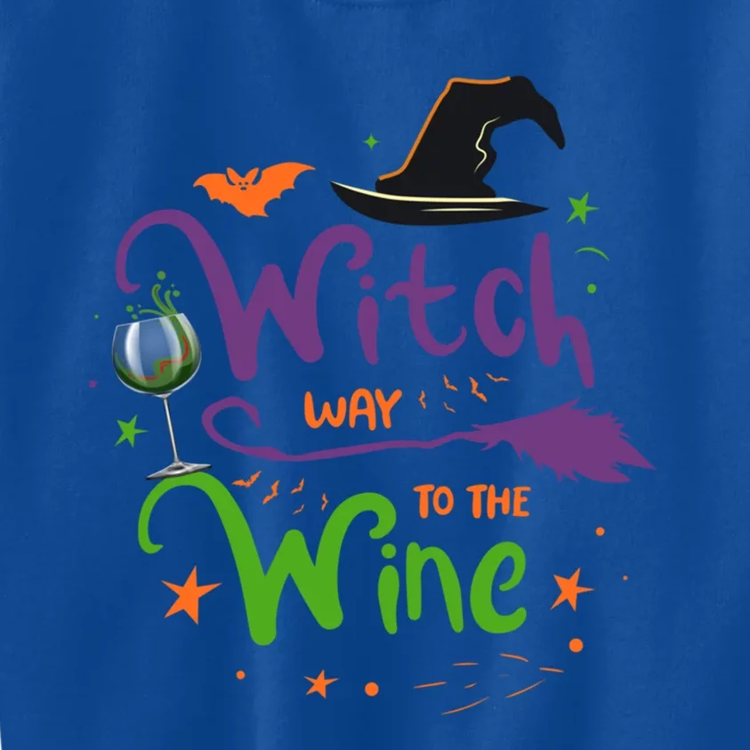 Funny Wine Ing Witches Witch Way To The Wine Halloween Cool Gift Kids Sweatshirt