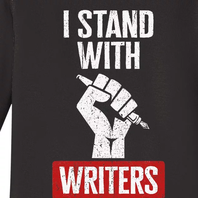 Fair Wages I Stand With Writers Guild Of America WGA Strike Baby Long Sleeve Bodysuit