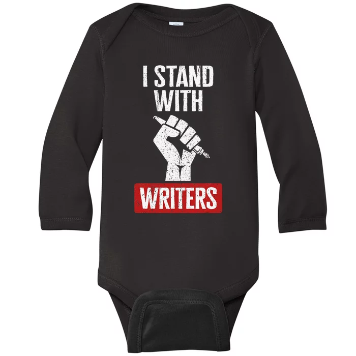 Fair Wages I Stand With Writers Guild Of America WGA Strike Baby Long Sleeve Bodysuit