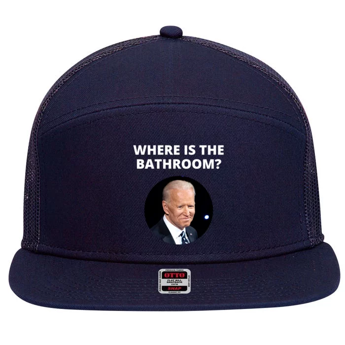 Funny Where Is The Bathroom Joe Bidem 7 Panel Mesh Trucker Snapback Hat