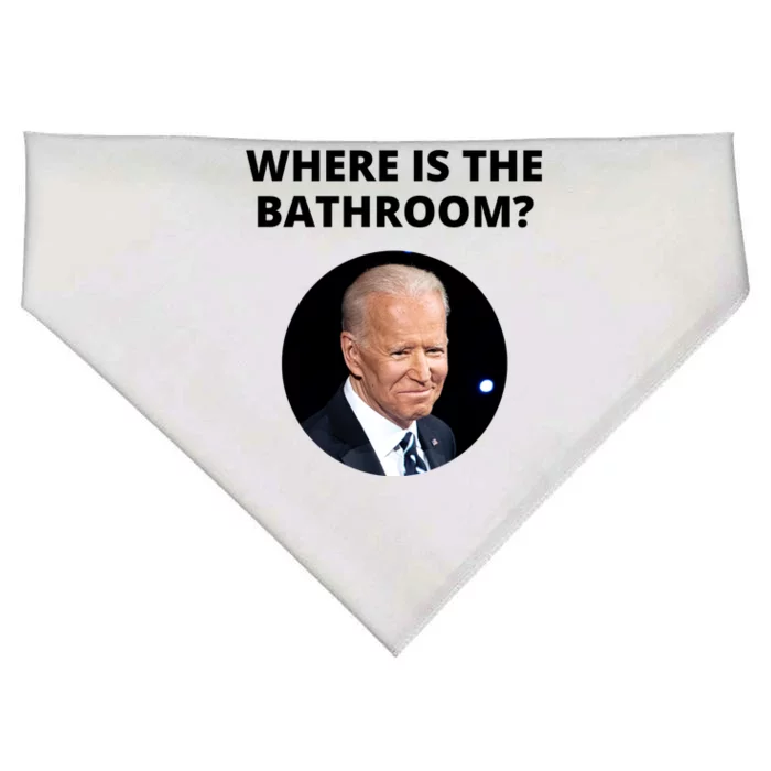 Funny Where Is The Bathroom Joe Bidem USA-Made Doggie Bandana