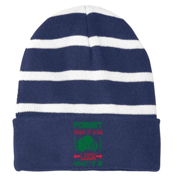 Forget What It Was Look What It Is Striped Beanie with Solid Band