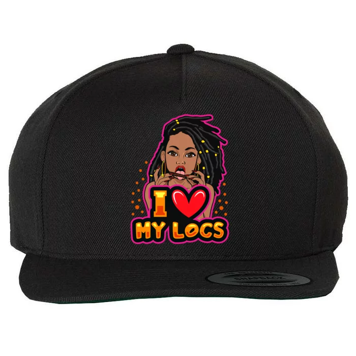 Funny Weed I Love My Locs Black Queen Dreadlocks Gift Wool Snapback Cap