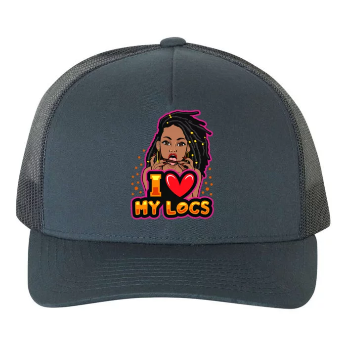 Funny Weed I Love My Locs Black Queen Dreadlocks Gift Yupoong Adult 5-Panel Trucker Hat