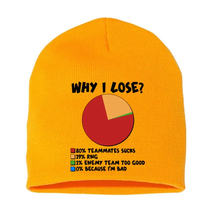 Funny Why I Lose Video Gamer Chart Short Acrylic Beanie