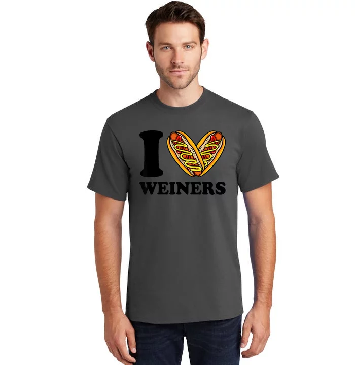 Funny Wiener I Love Weiners Hotdogs Frank Sausage Bun Gifts For Owners Tall T-Shirt