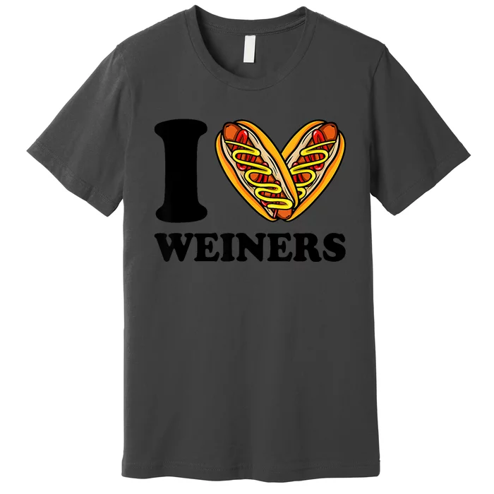 Funny Wiener I Love Weiners Hotdogs Frank Sausage Bun Gifts For Owners Premium T-Shirt