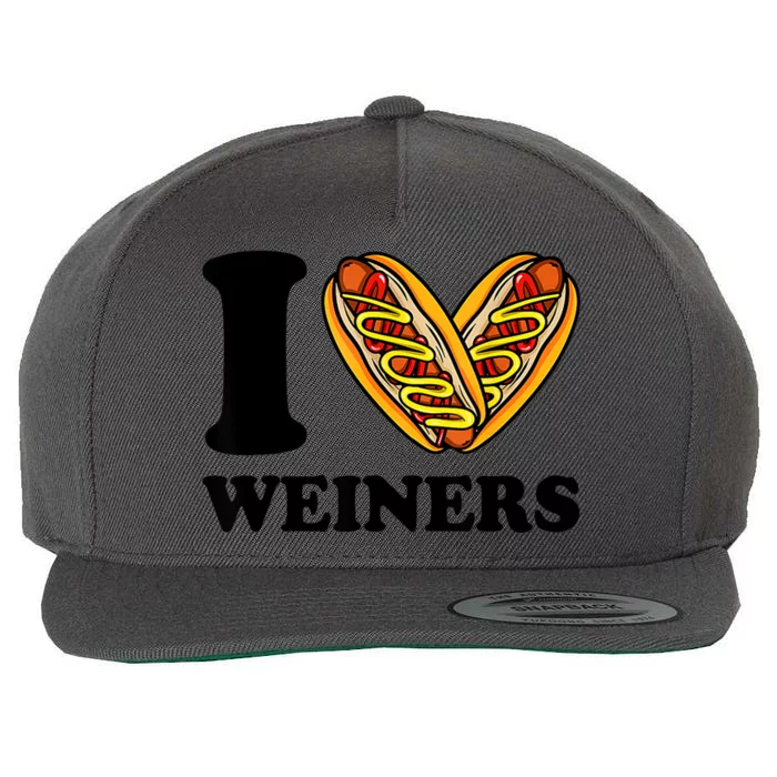 Funny Wiener I Love Weiners Hotdogs Frank Sausage Bun Gifts For Owners Wool Snapback Cap