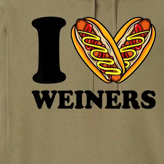 Funny Wiener I Love Weiners Hotdogs Frank Sausage Bun Gifts For Owners Premium Hoodie