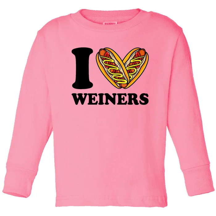 Funny Wiener I Love Weiners Hotdogs Frank Sausage Bun Gifts For Owners Toddler Long Sleeve Shirt