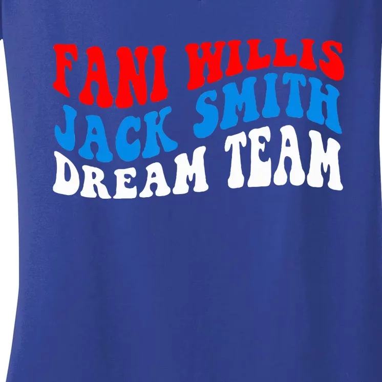 Fani Willis Jack Smith Dream Team Groovy US Flag Women's V-Neck T-Shirt